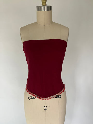 beaded fringe tube top