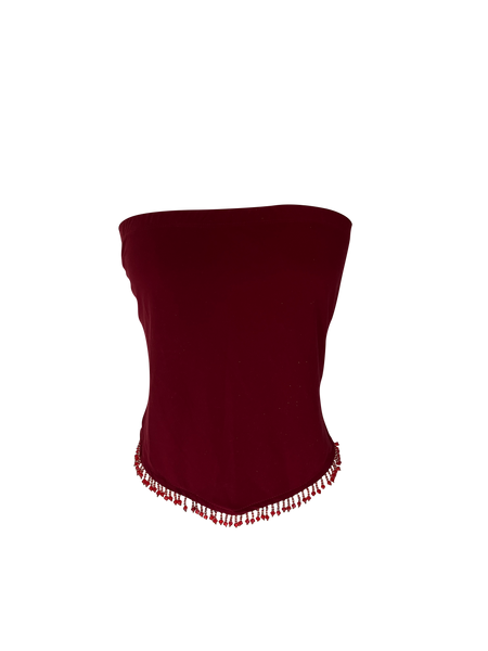 beaded fringe tube top