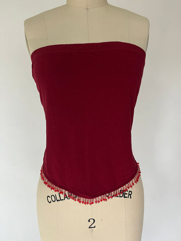 beaded fringe tube top