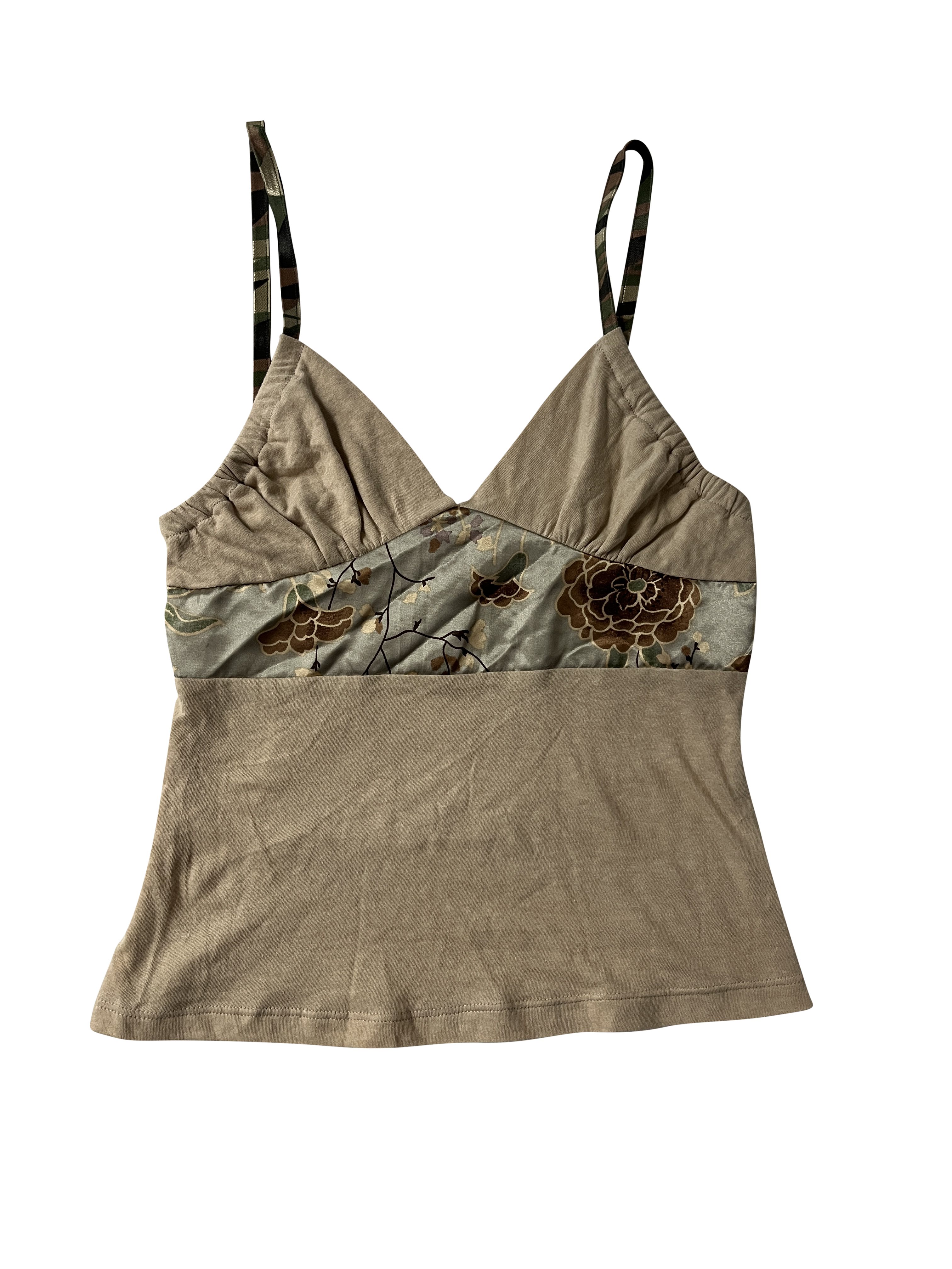 cream silk embellished tank