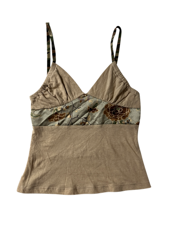 cream silk embellished tank