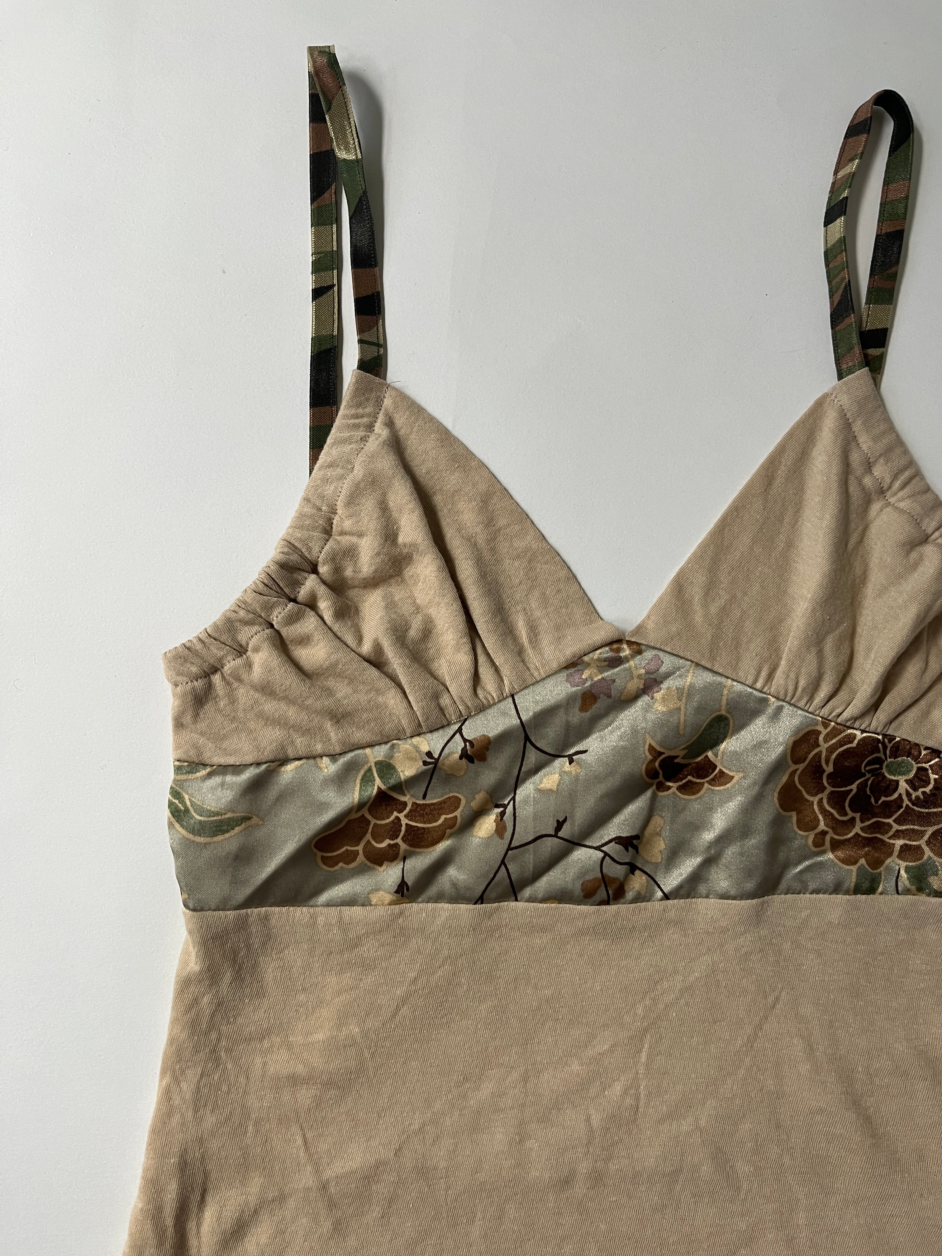 cream silk embellished tank