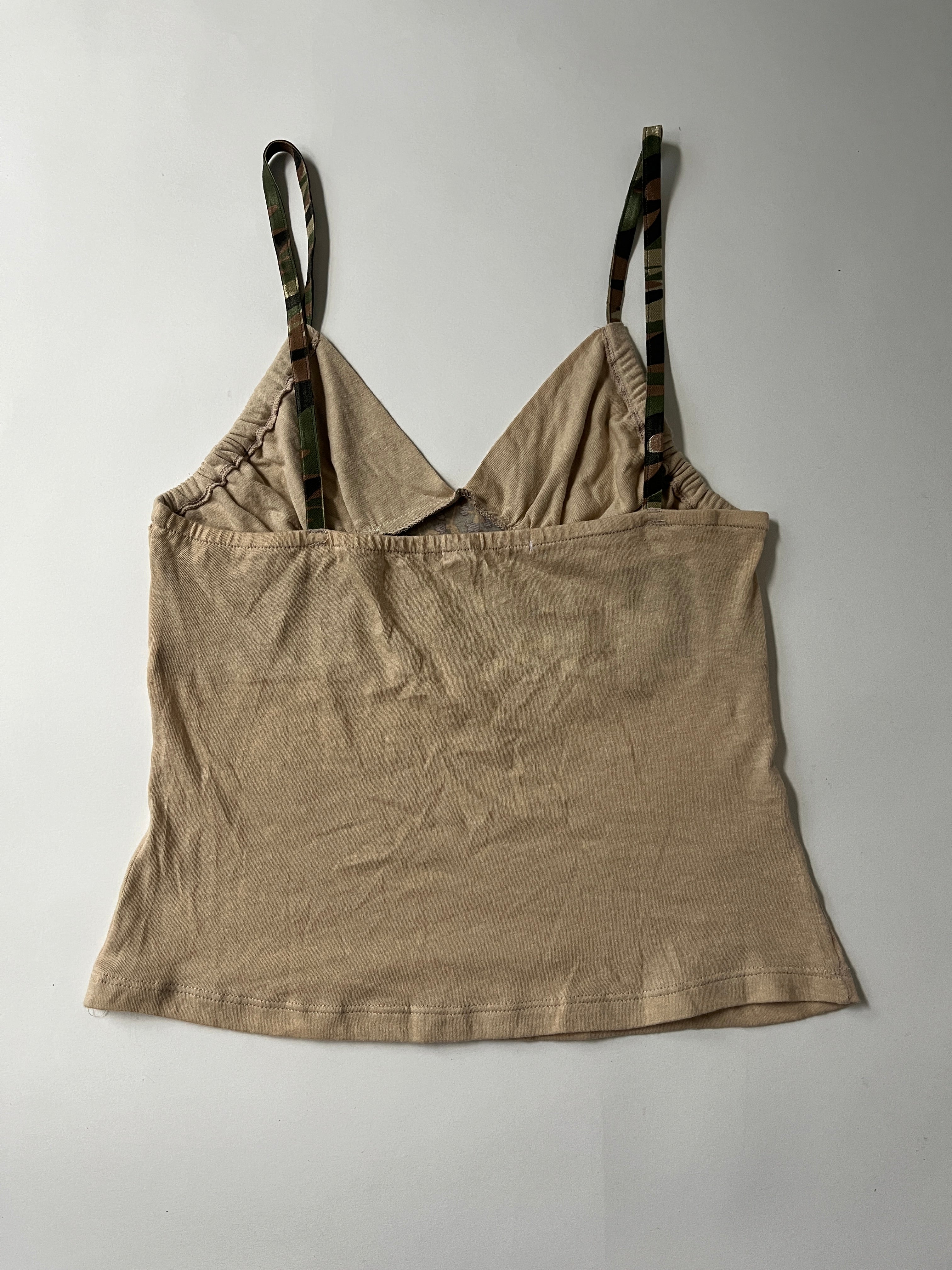 cream silk embellished tank