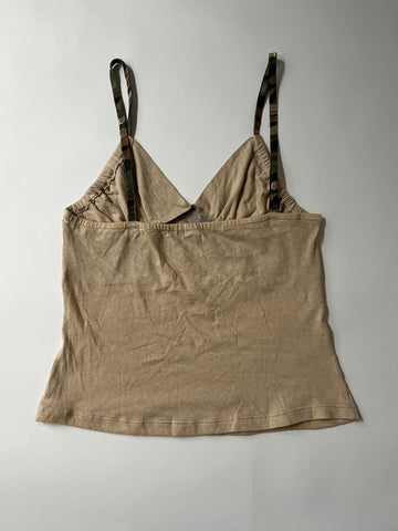 cream silk embellished tank