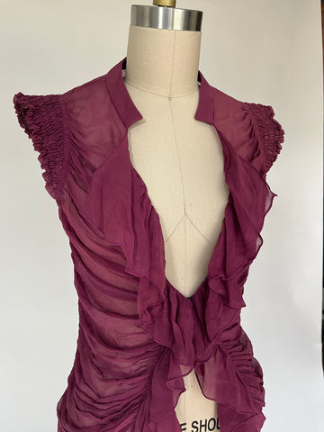 mandalay maroon sheer silk top
