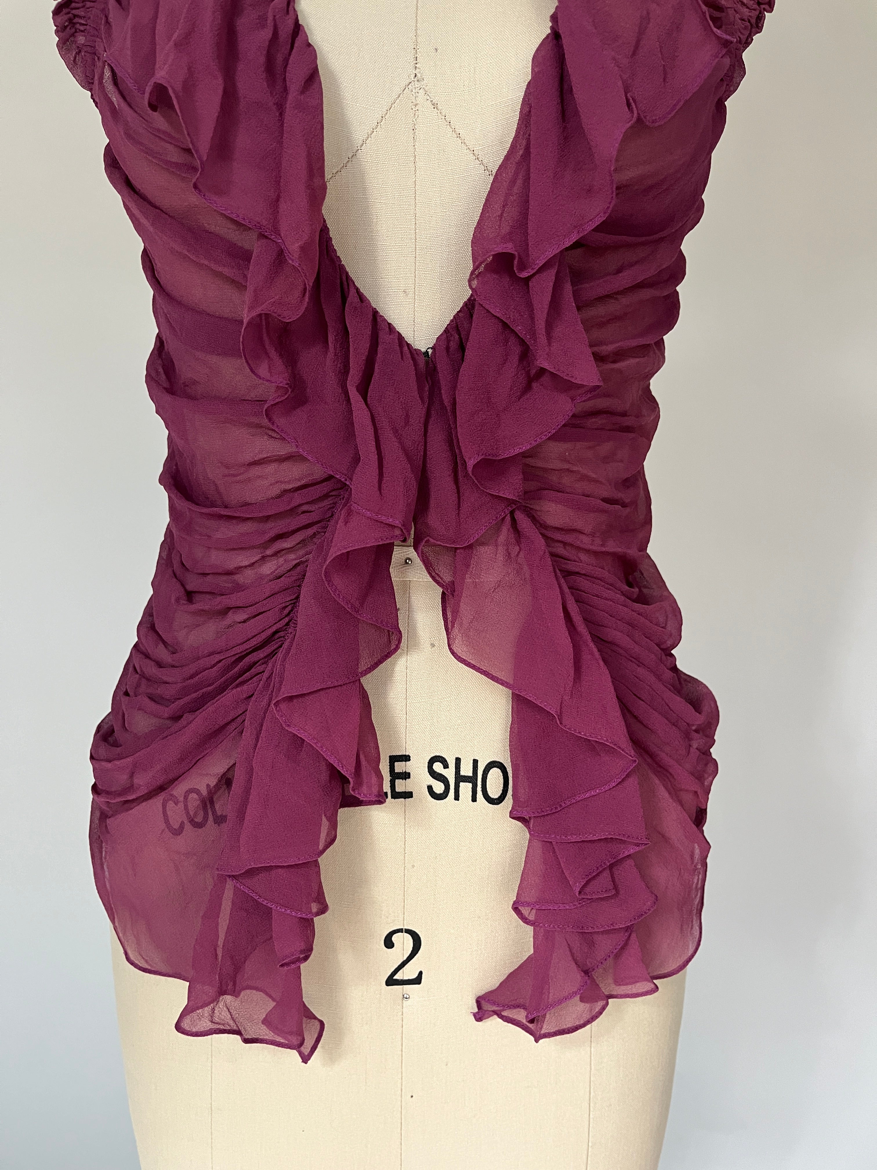 mandalay maroon sheer silk top
