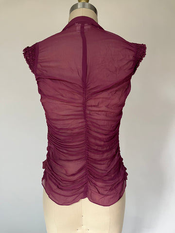mandalay maroon sheer silk top