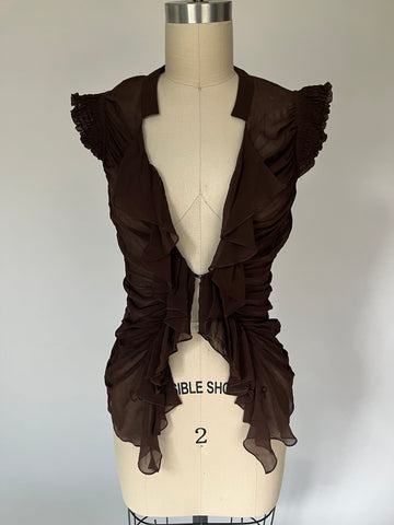 mandalay brown sheer silk top