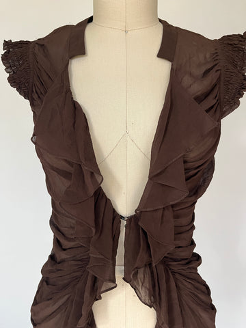 mandalay brown sheer silk top