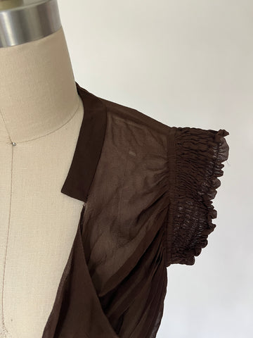 mandalay brown sheer silk top