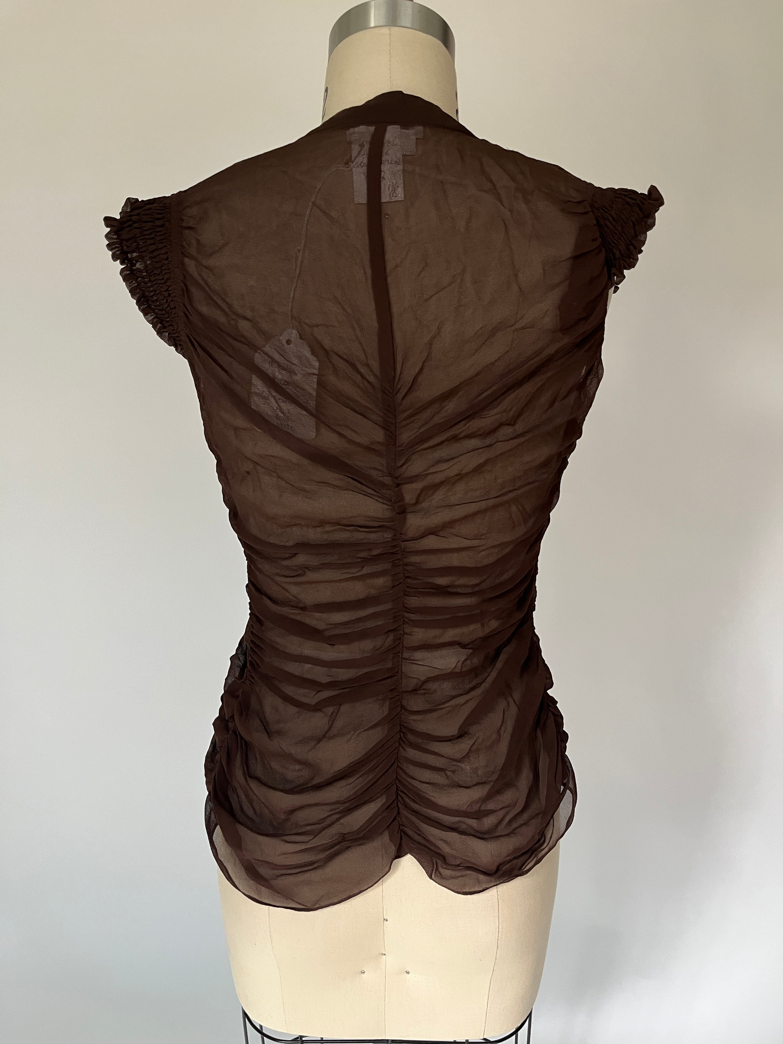 mandalay brown sheer silk top