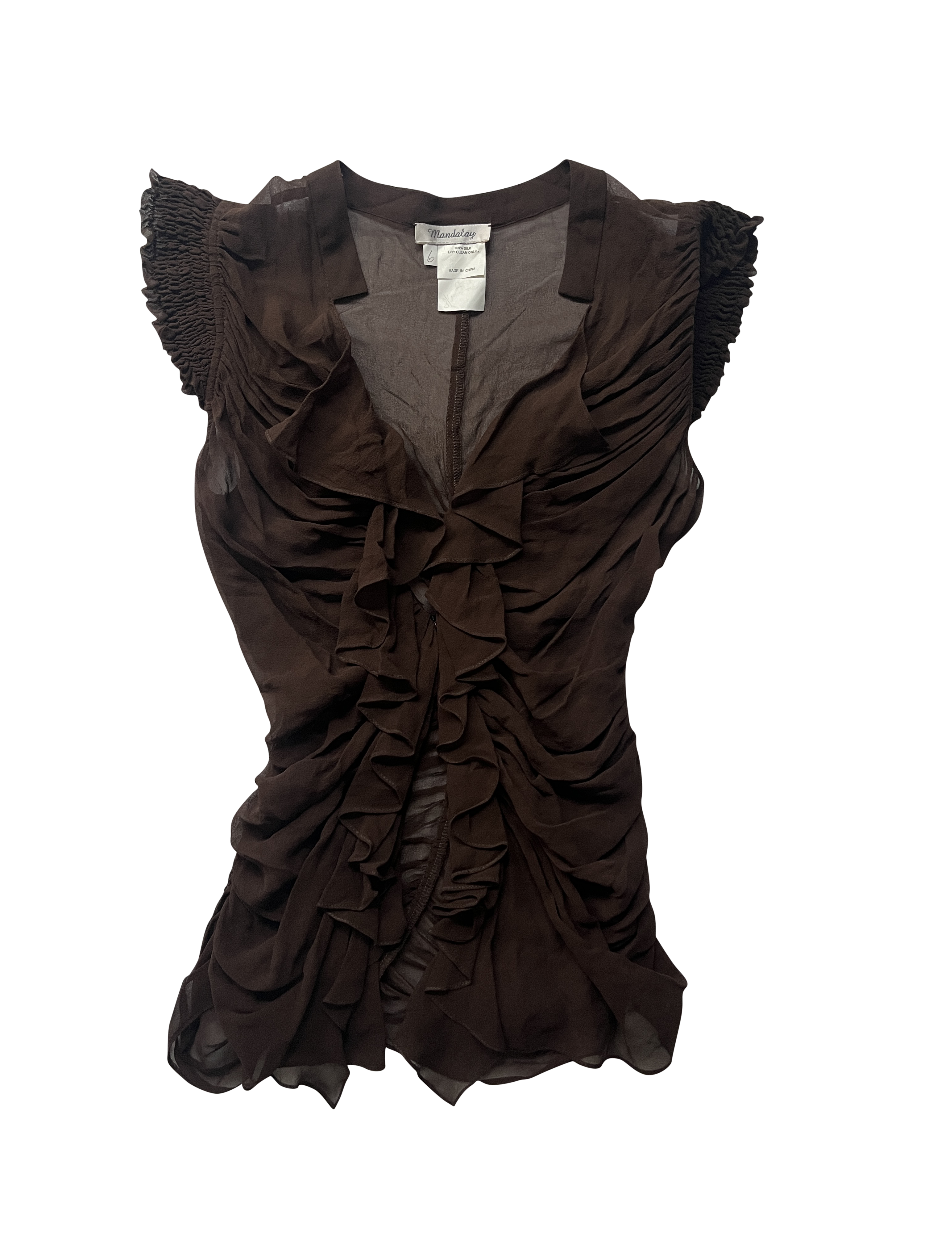 mandalay brown sheer silk top
