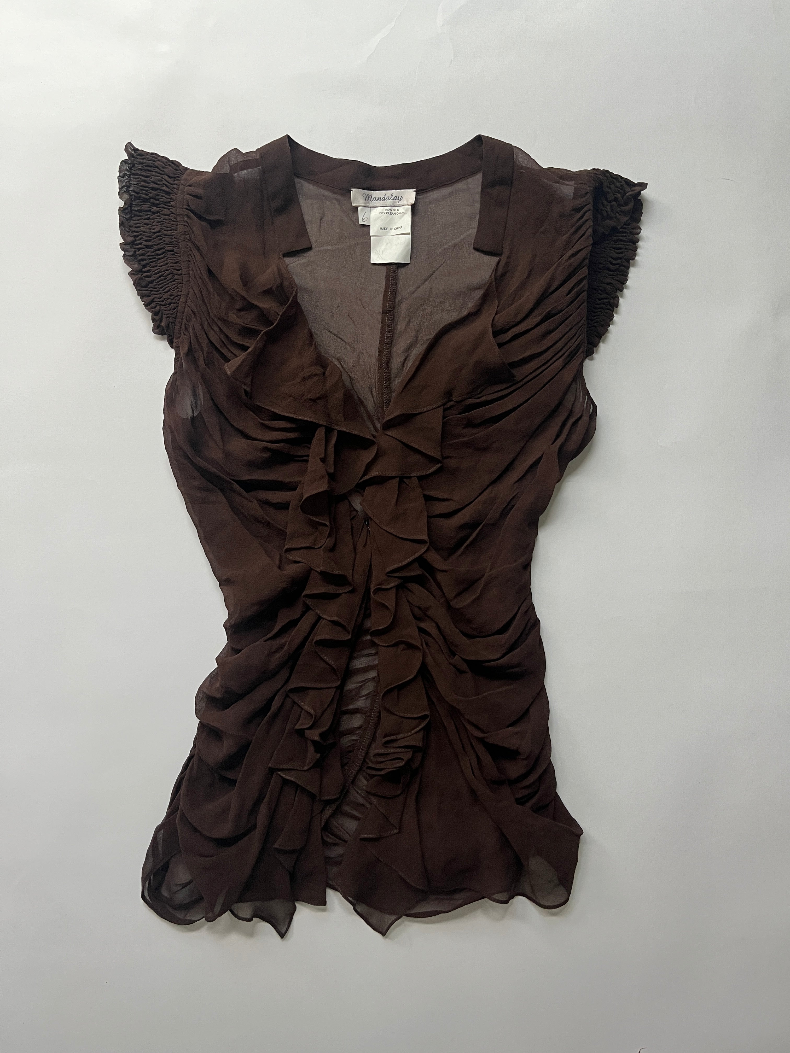 mandalay brown sheer silk top