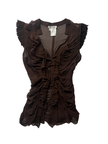 mandalay brown sheer silk top