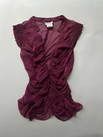 mandalay maroon sheer silk top