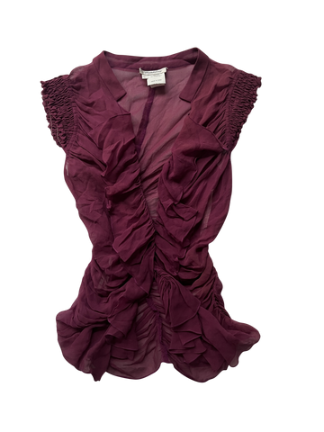 mandalay maroon sheer silk top