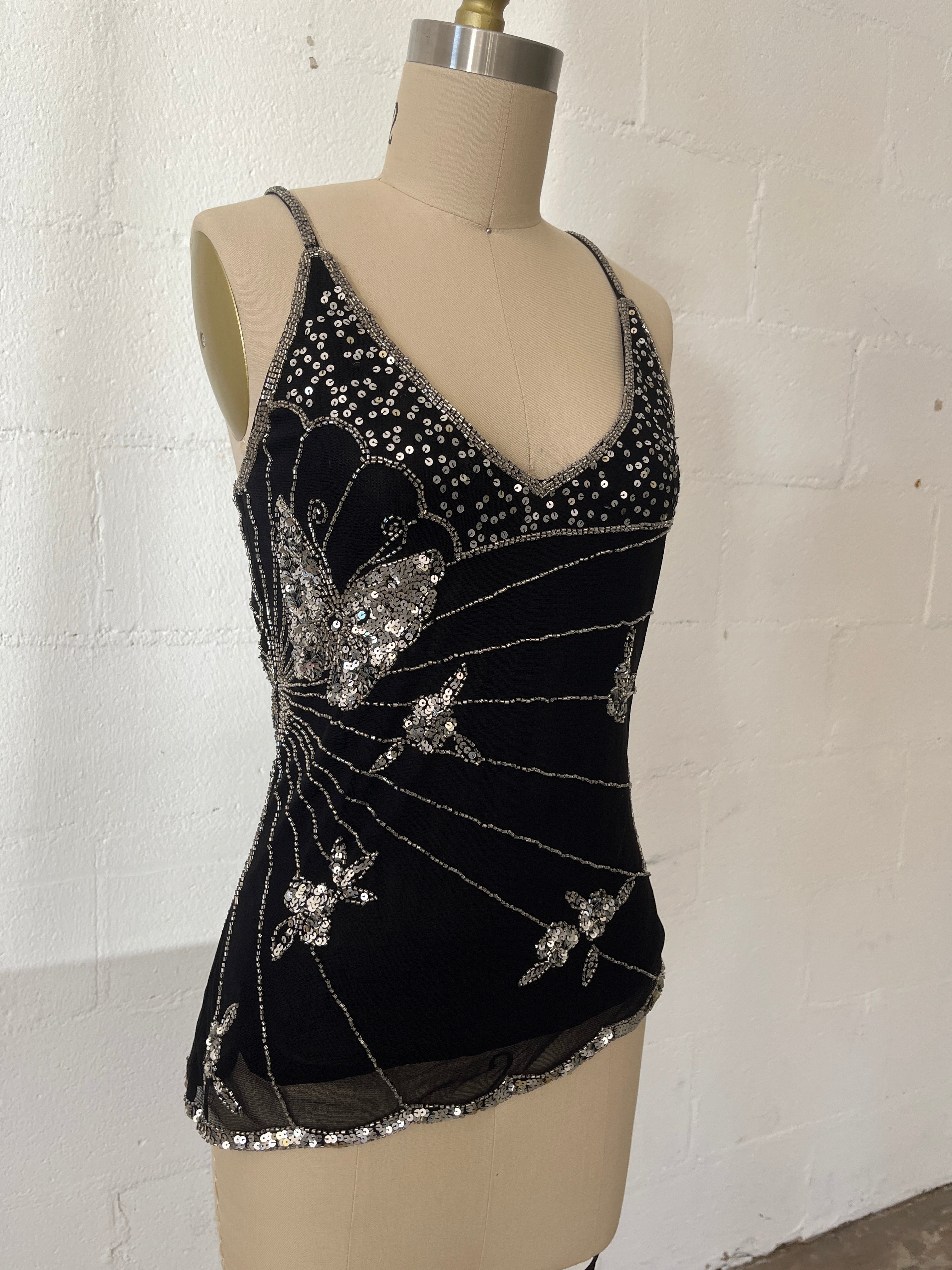 beaded butterfly top