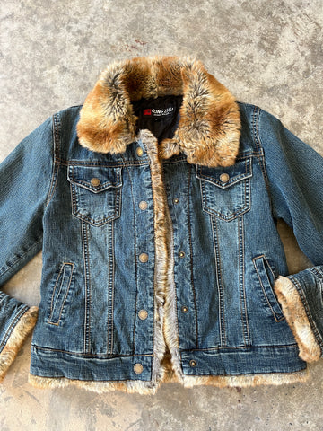 denim fur jacket