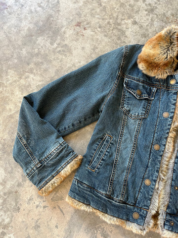 denim fur jacket