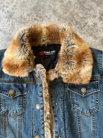 denim fur jacket