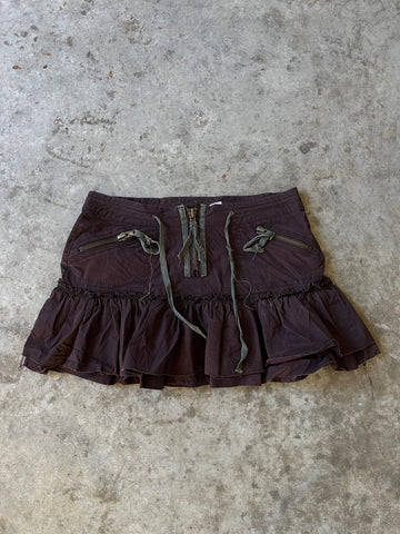 brown cargo ruffle skirt