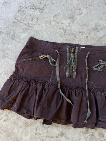 brown cargo ruffle skirt