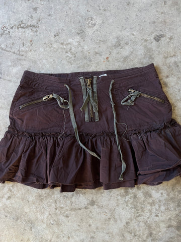 brown cargo ruffle skirt