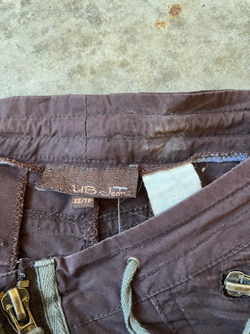 brown cargo ruffle skirt