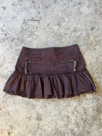 brown cargo ruffle skirt