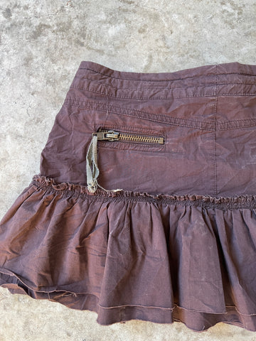 brown cargo ruffle skirt
