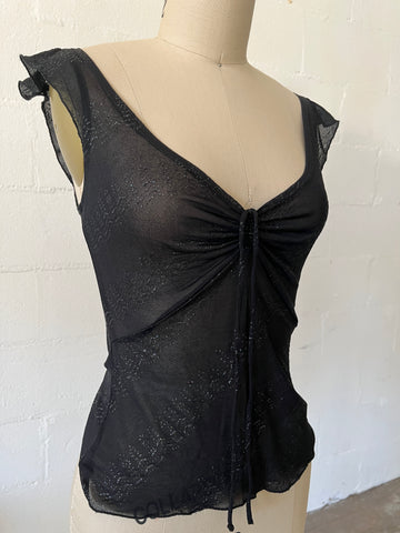 sheer black baby doll top
