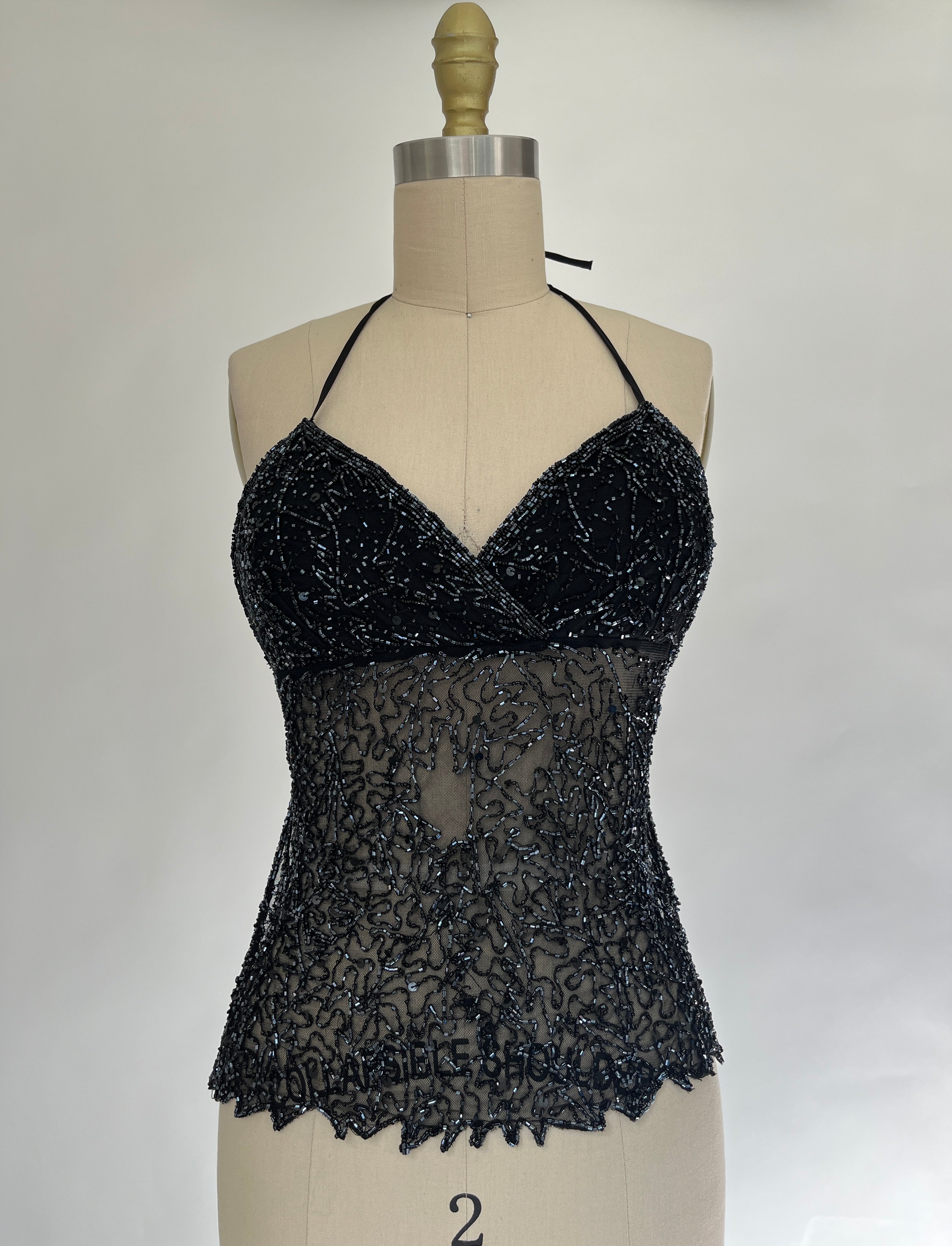 BEADED BLACK HALTER