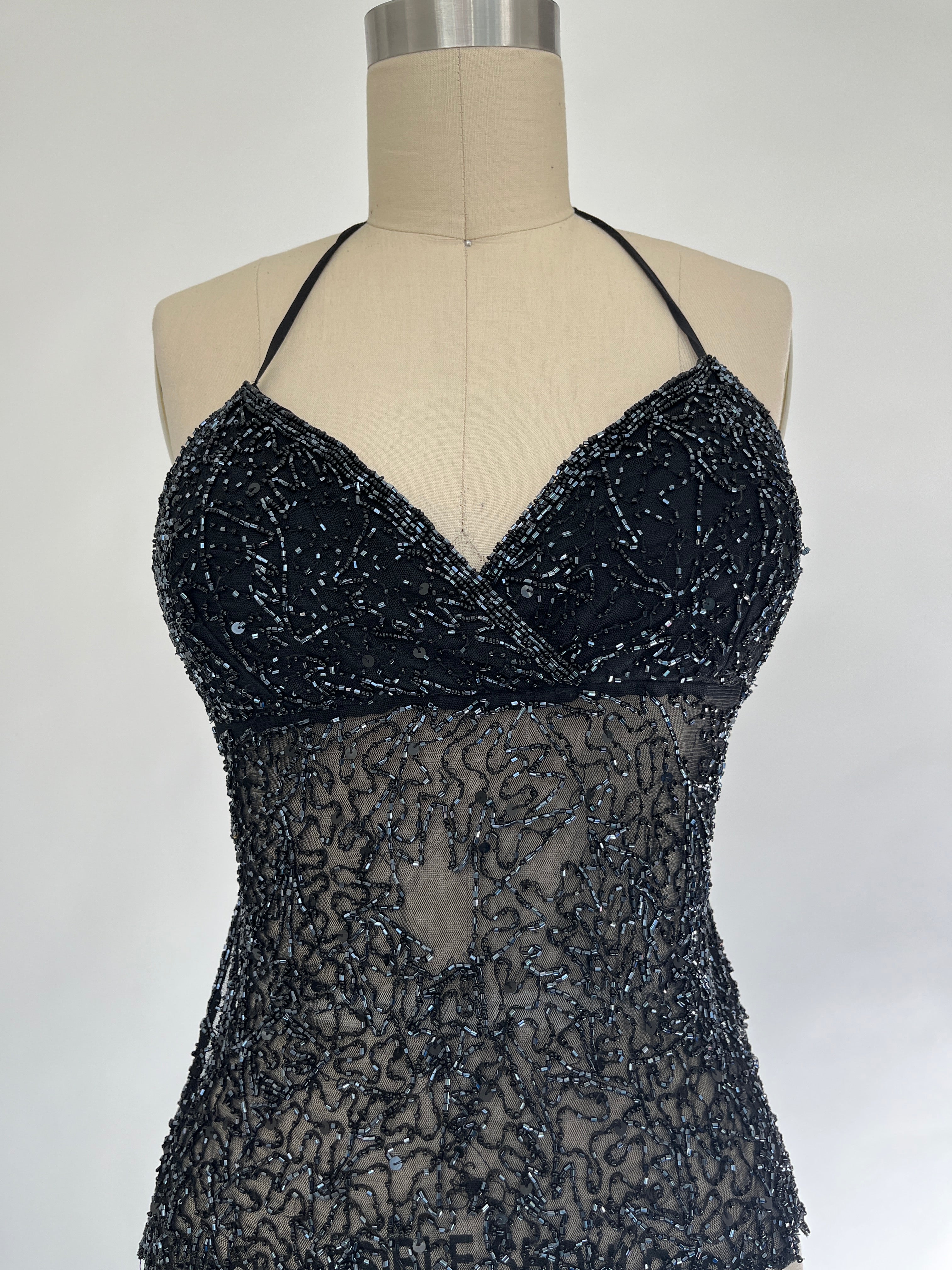 BEADED BLACK HALTER