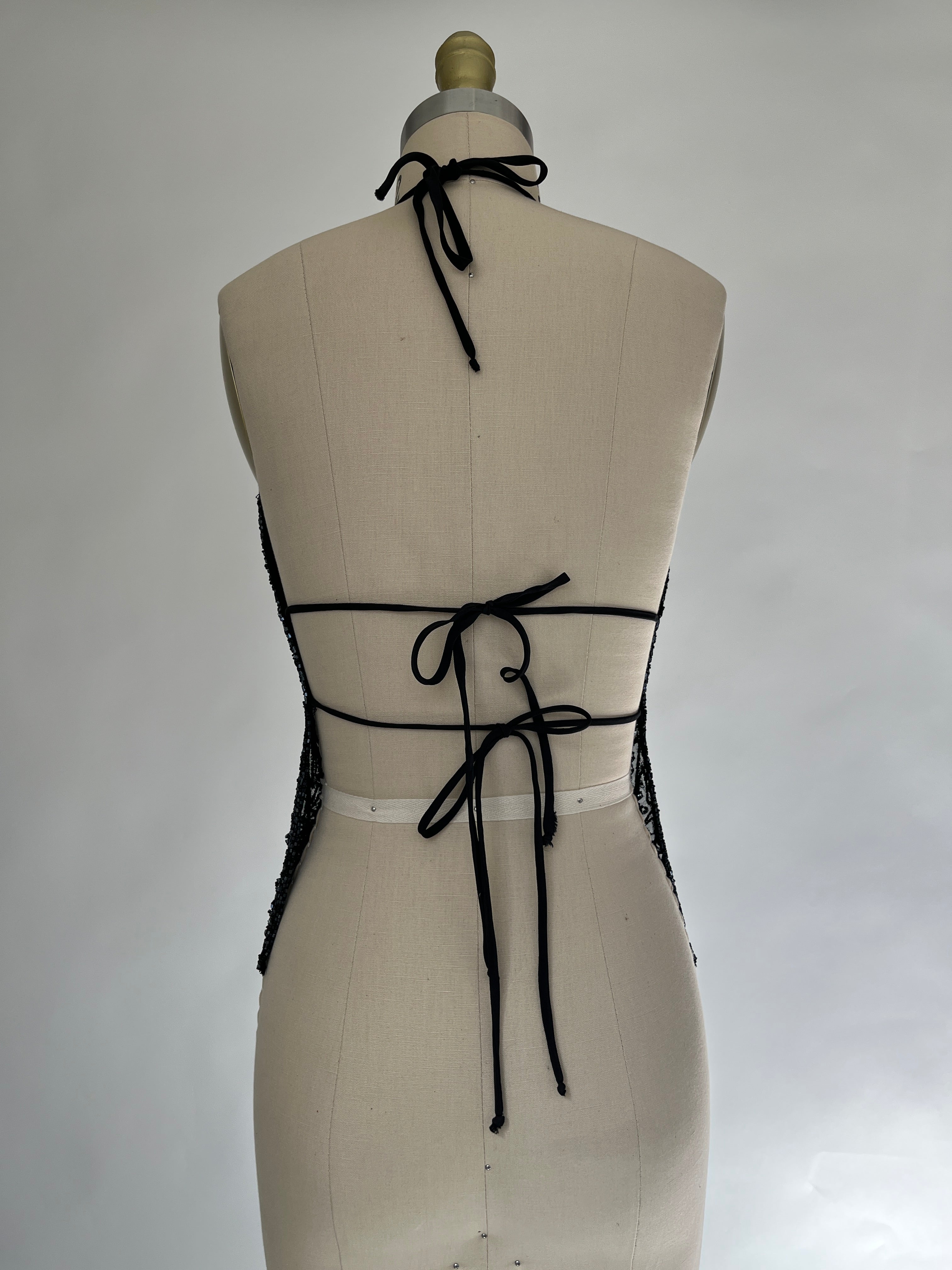 BEADED BLACK HALTER