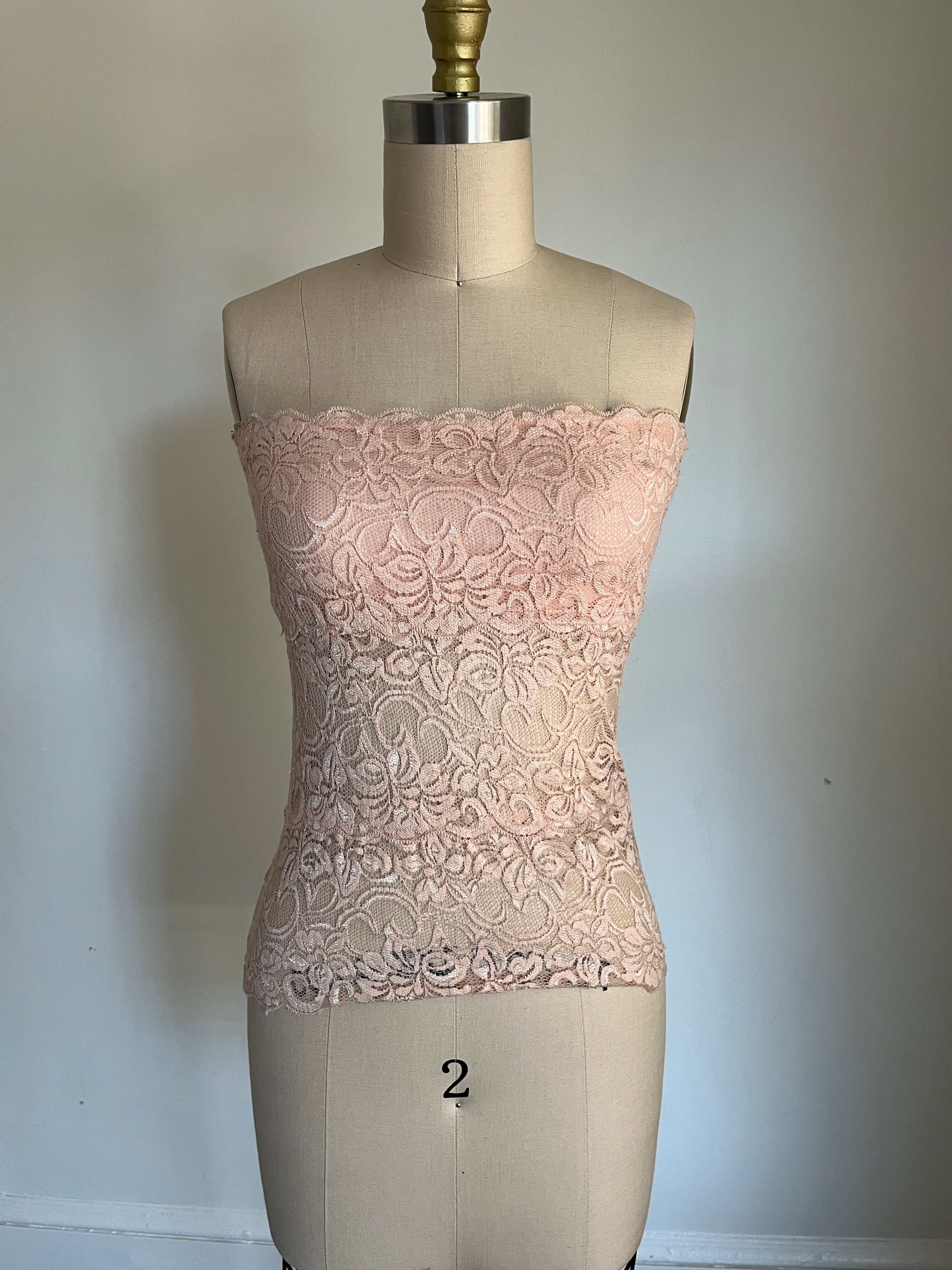 pink lace tube top