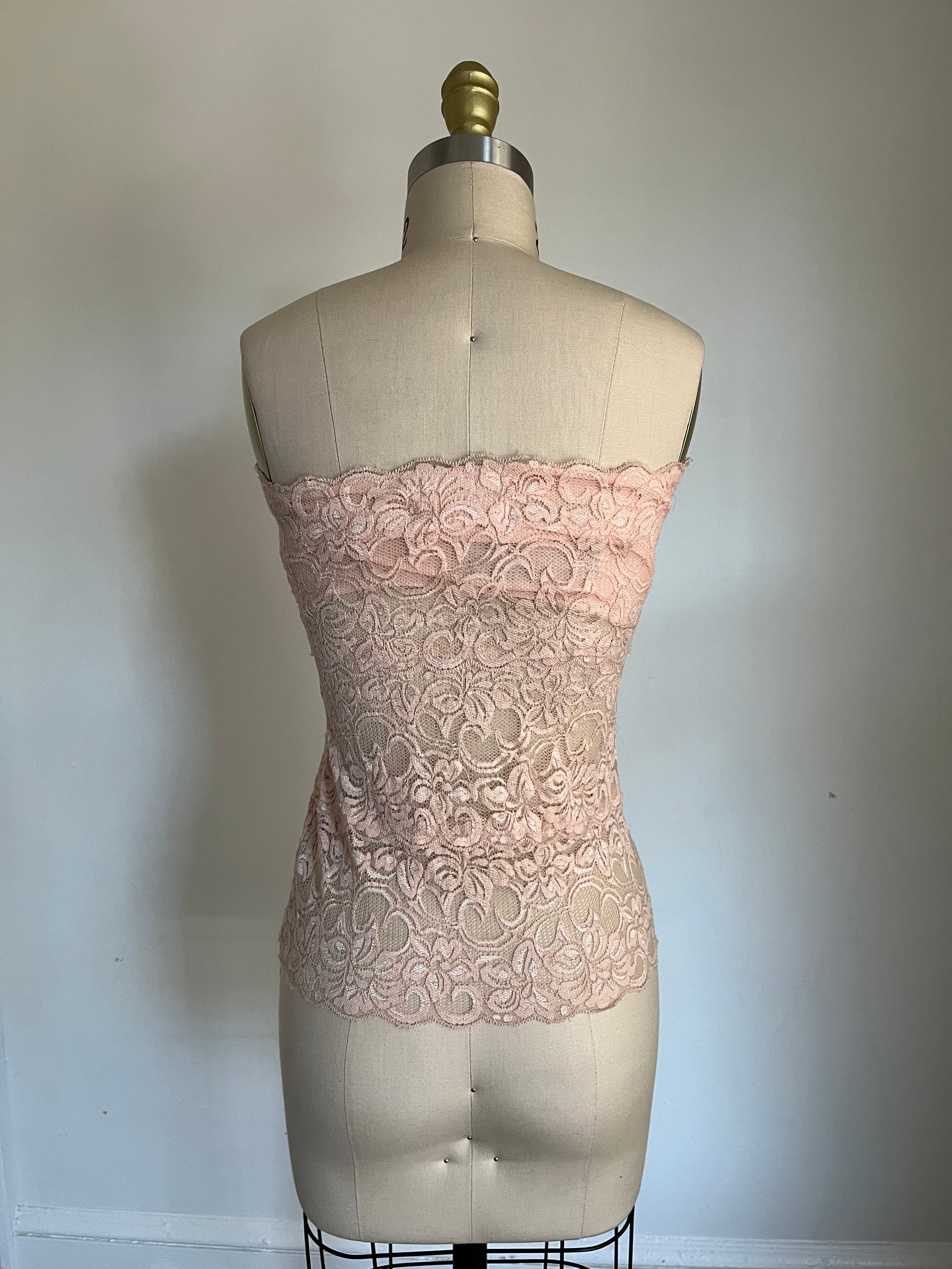 pink lace tube top
