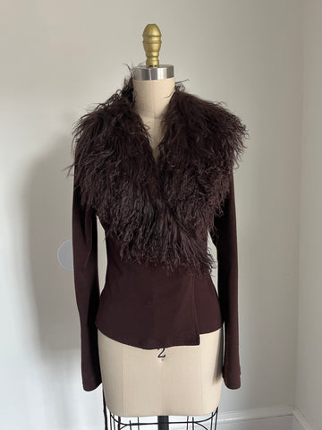 brown fur cardigan