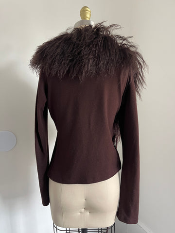 brown fur cardigan