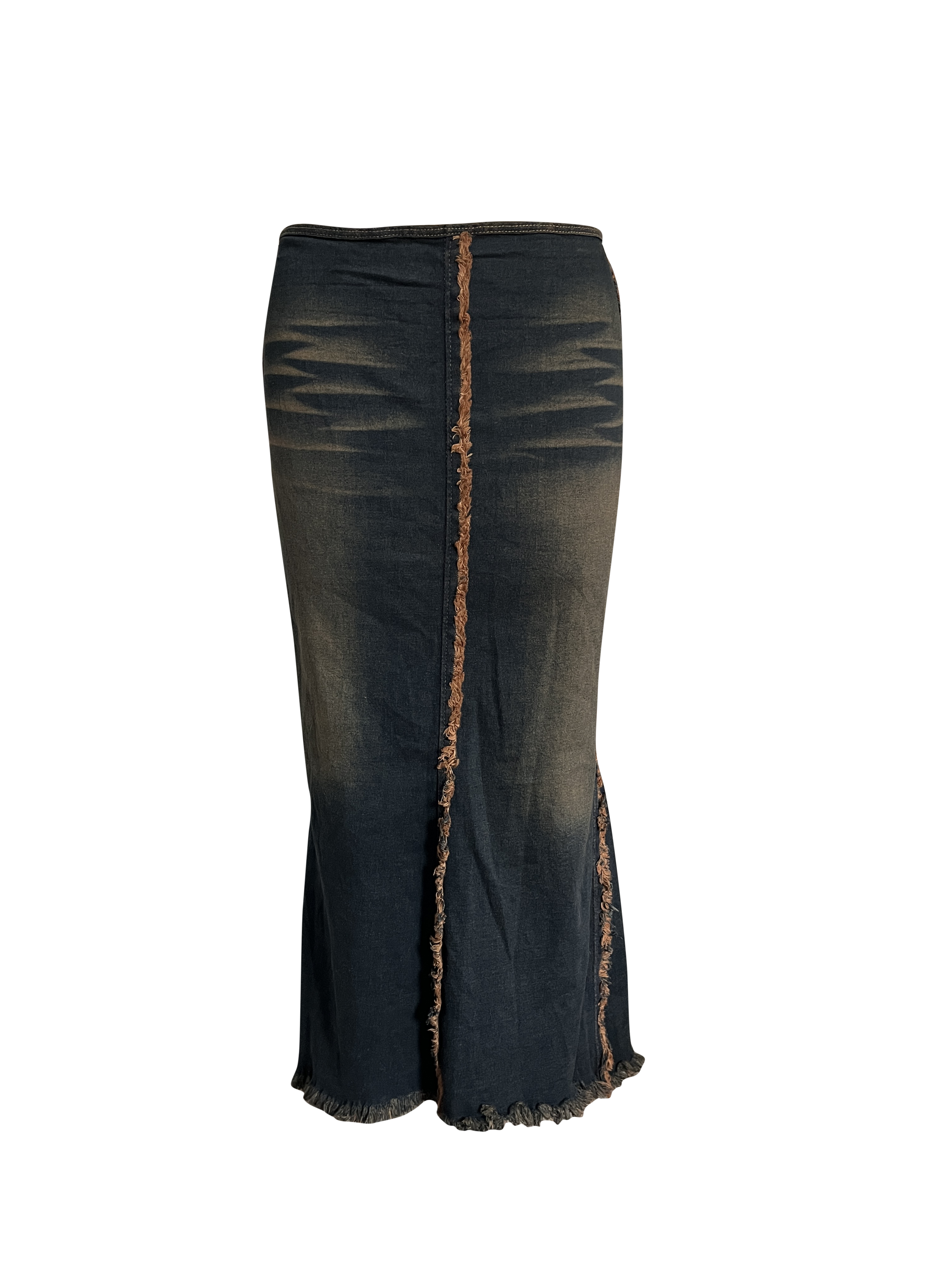 dark wash denim maxi skirt