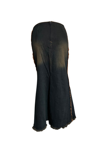 dark wash denim maxi skirt