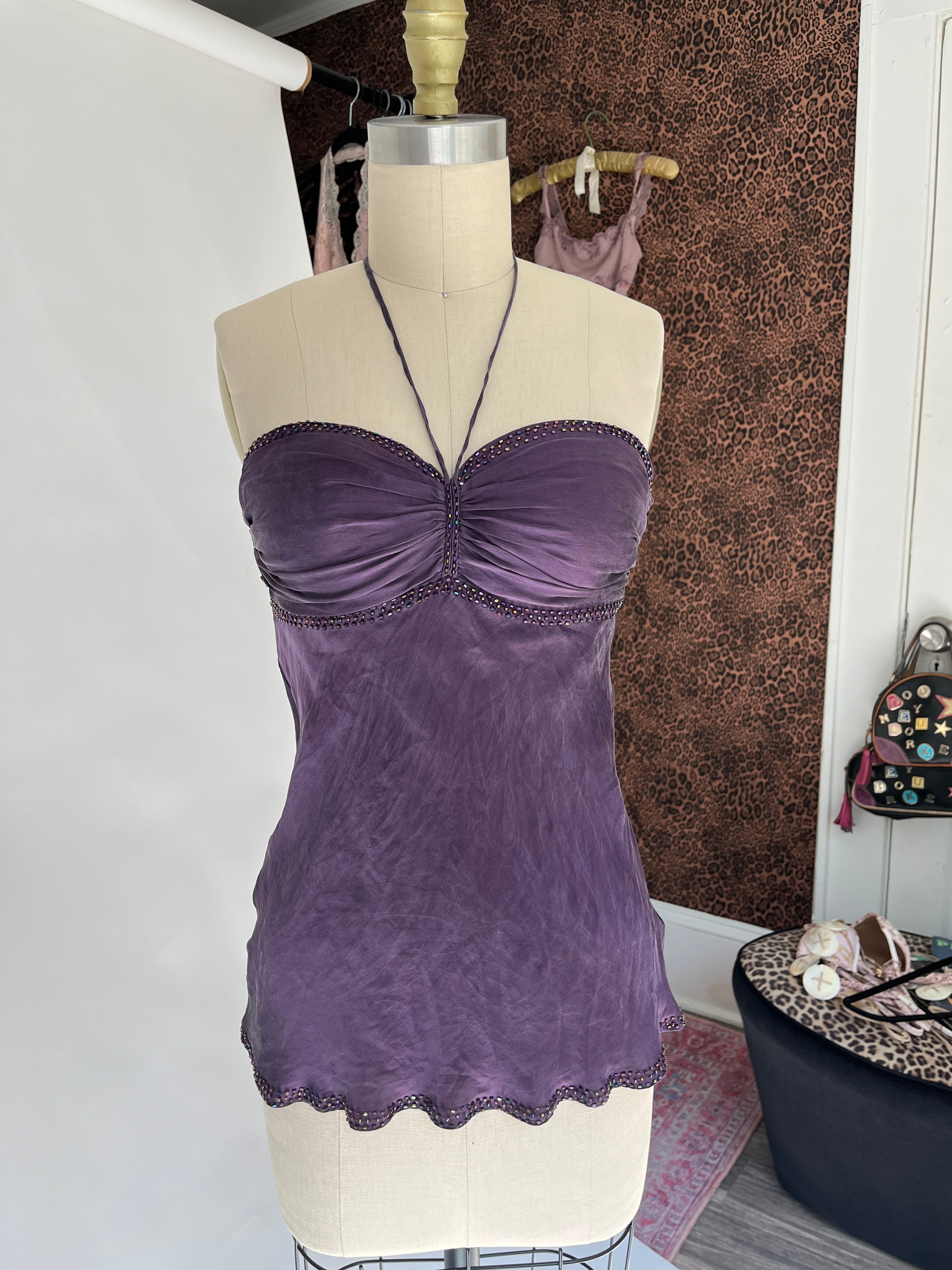 PURPLE SILK HALTER