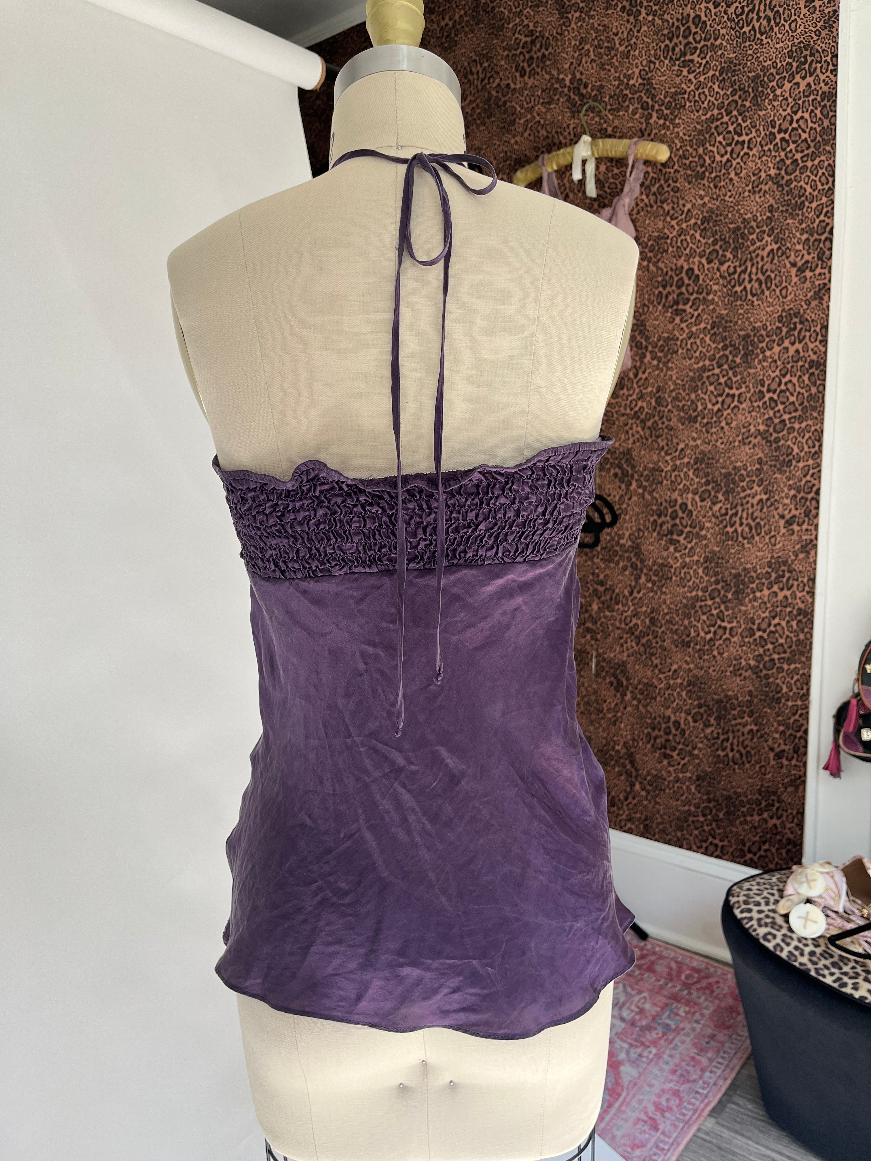 PURPLE SILK HALTER