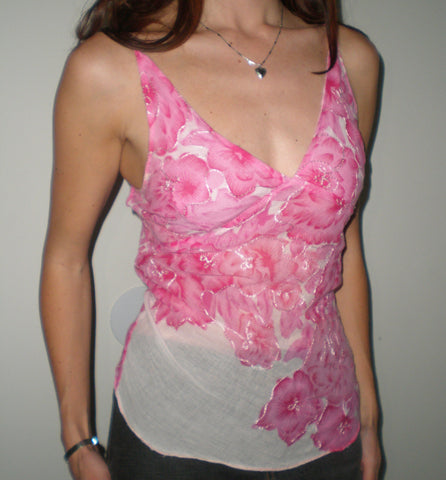 cotton pink floral tank