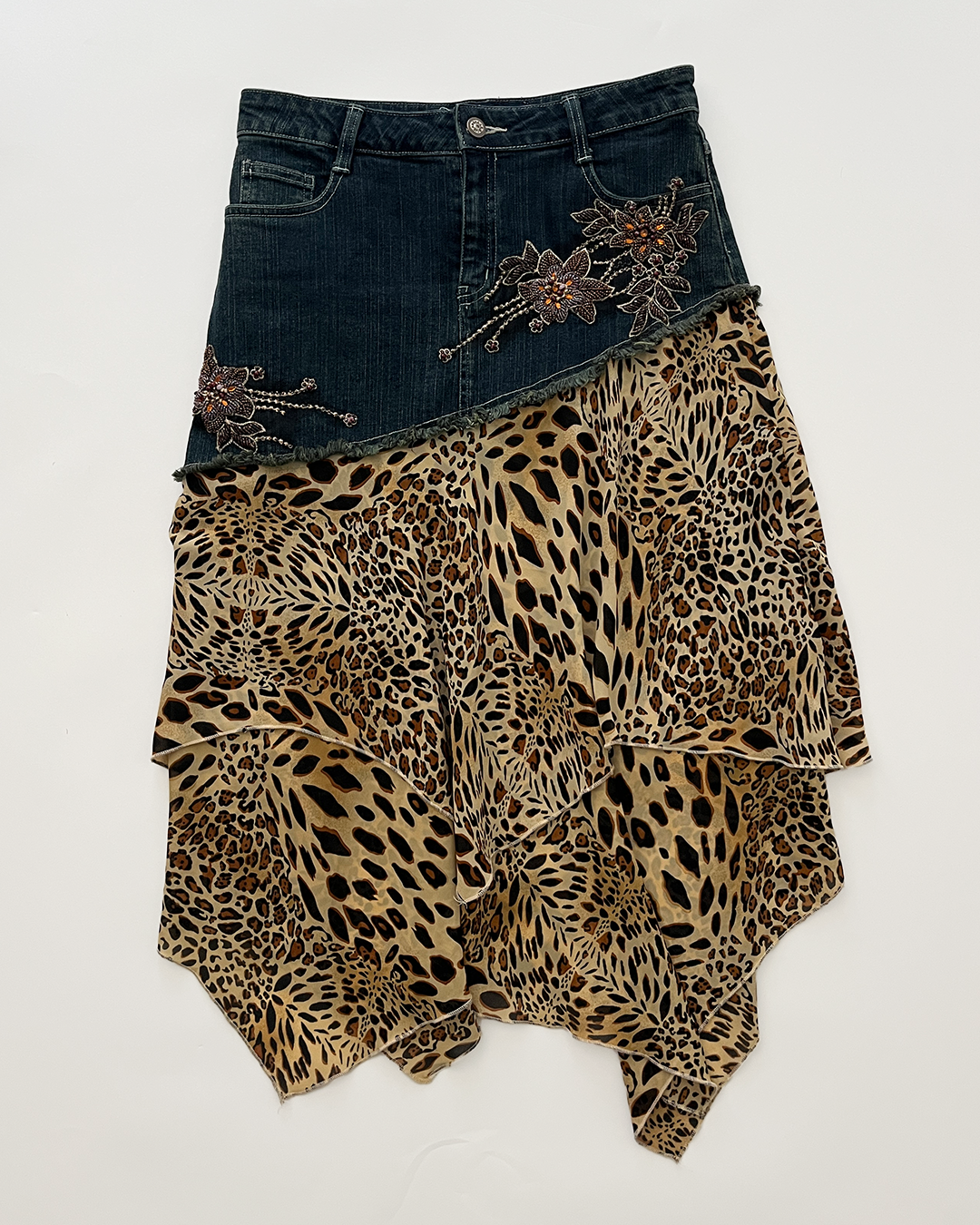 DENIM CHEETAH SKIRT