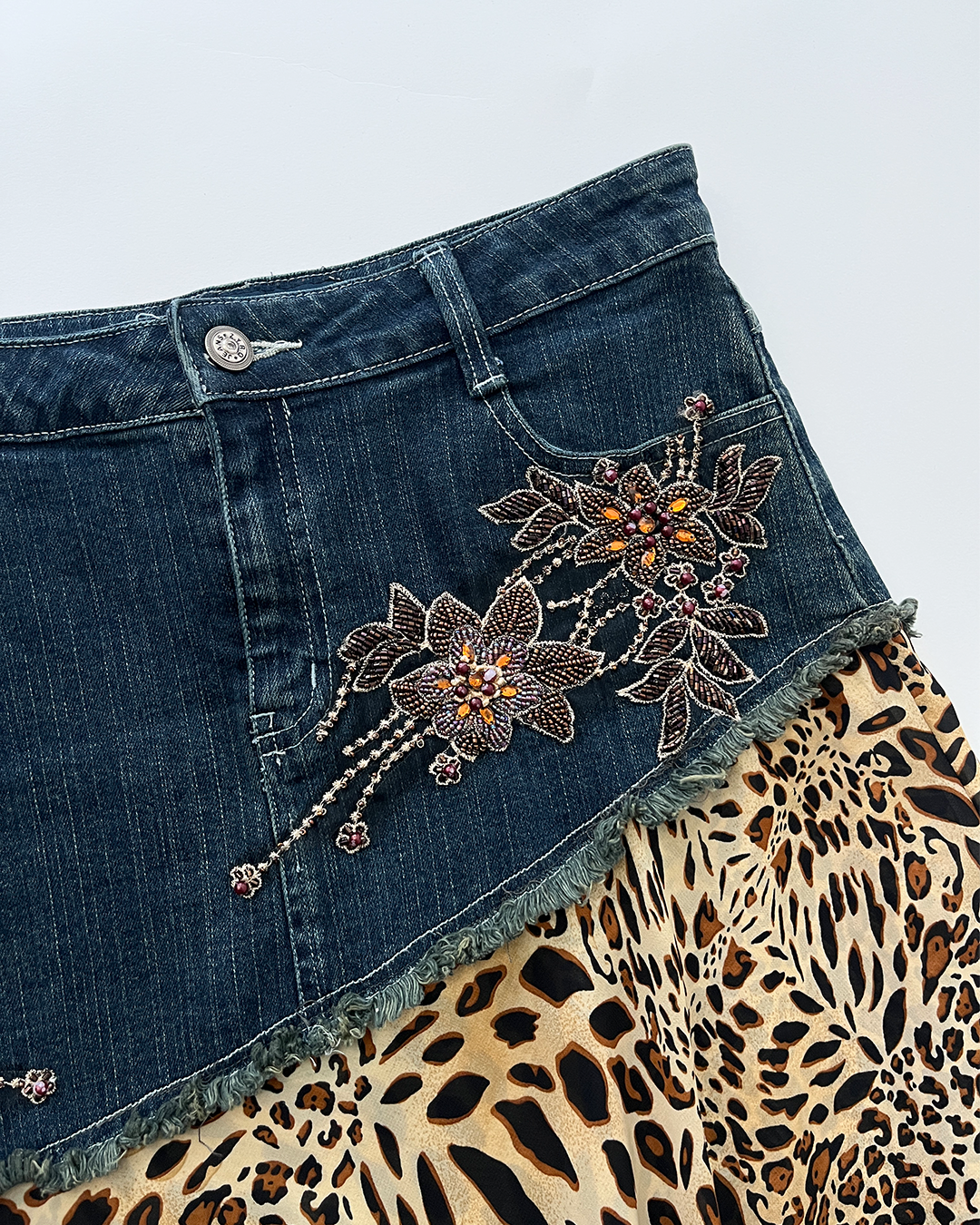 DENIM CHEETAH SKIRT