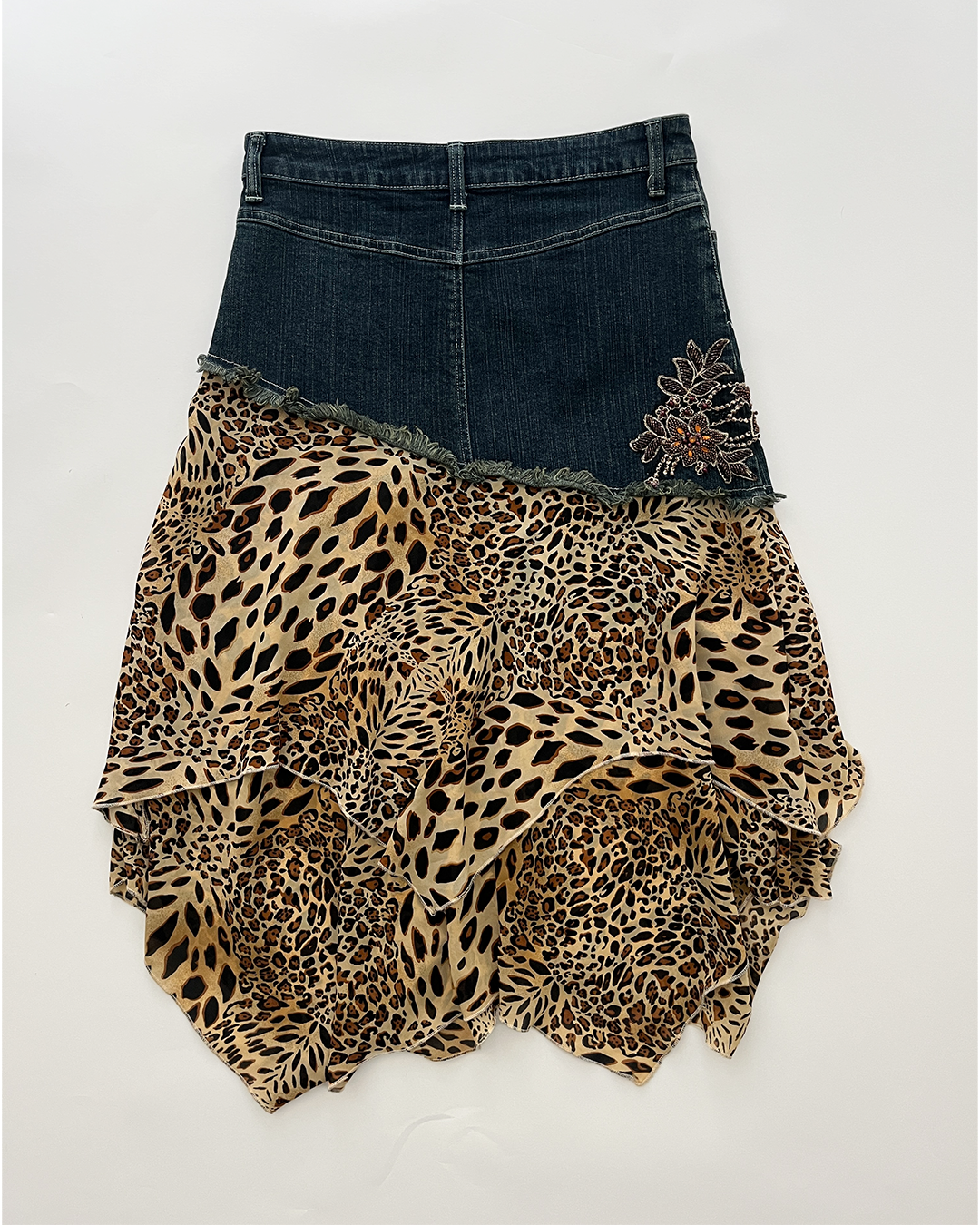 DENIM CHEETAH SKIRT